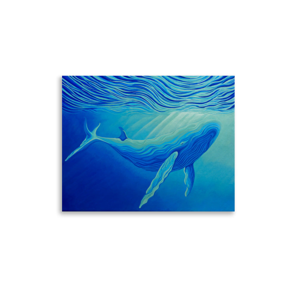 Deep Blue Whale Print